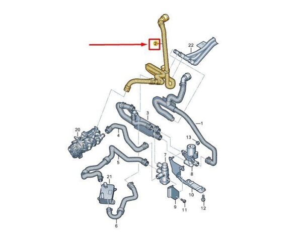 7T0122157AQ - VW MULTIVAN T7 ST ENGINE COOLANT HOSE 7T0122157AQ NEW GENUINE