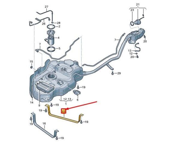 7T0201653 - VW MULTIVAN T7 ST REAR FUEL TANK HOLDER 7T0201653 NEW GENUINE