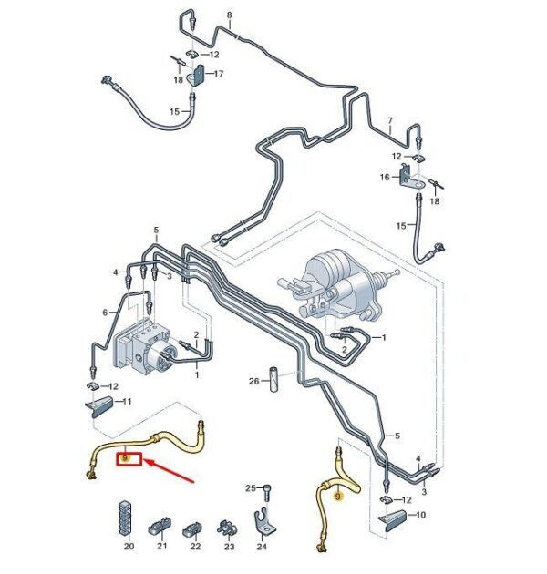 7T0611701B - VW MULTIVAN T7 ST FRONT BRAKE HOSE 7T0611701B NEW GENUINE