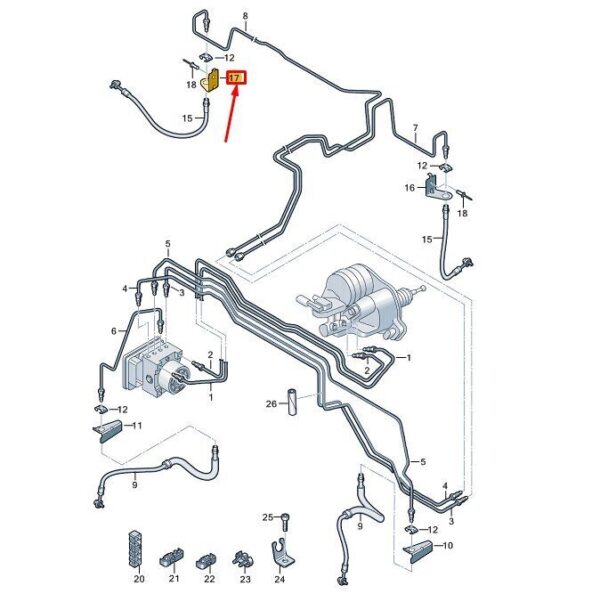 7T0611844 - VW MULTIVAN T7 ST REAR RIGHT BRAKE HOSE HOLDER 7T0611844 NEW GENUINE