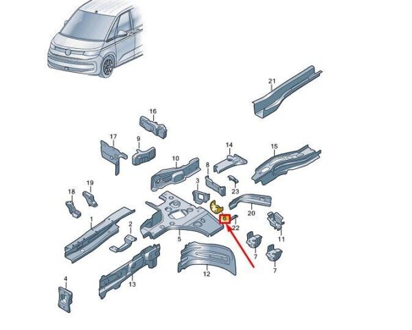 7T0804699 - VW MULTIVAN T7 ST LEFT SUPPORT FRAME THREADED PLATE 7T0804699 NEW GENUINE