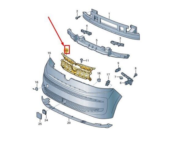 7T0807381D - VW MULTIVAN T7 ST RADIATOR GRILLE SUPPORT ELEMENT 7T0807381D NEW GENUINE