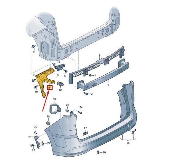 7T0807394D - VW MULTIVAN T7 ST REAR RIGHT BUMPER GUIDE PROFILE 7T0807394D GENUINE