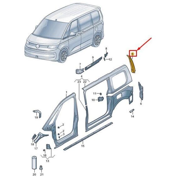 7T0809644 - VW MULTIVAN T7 ST sealing duct rear right 7T0809644 NEW GENUINE