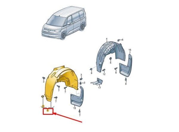 7T0809958G - VW MULTIVAN T7 ST FRONT RIGHT WHEEL ARCH TRIM 7T0809958G NEW GENUINE