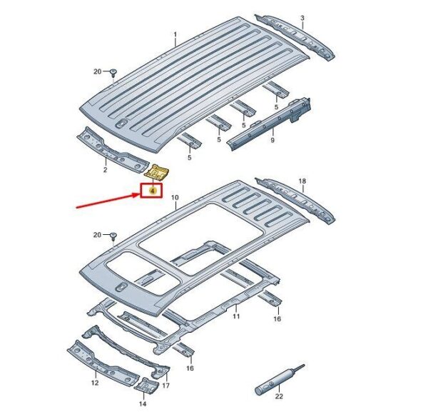 7T0817281 - VW MULTIVAN T7 ST Transverse Roof Rack Console 7T0817281 NEW GENUINE