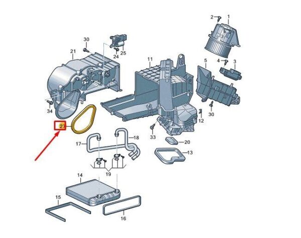 7T0820190 - VW MULTIVAN T7 ST AIR DISTRIBUTOR HOUSING GASKET 7T0820190 NEW GENUINE