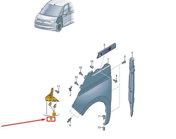 7T0821151 - VW MULTIVAN T7 ST FRONT LEFT WING BRACKET 7T0821151 NEW GENUINE
