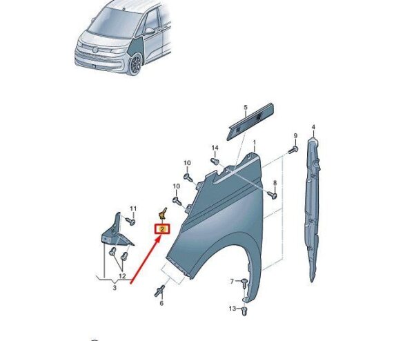 7T0821239 - VW MULTIVAN T7 ST FRONT LEFT WING BRACKET 7T0821239 NEW GENUINE