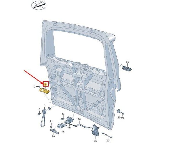 7T0827229 - VW MULTIVAN T7 ST TAILGATE HANDLE MOUNTING ROD 7T0827229 NEW GENUINE