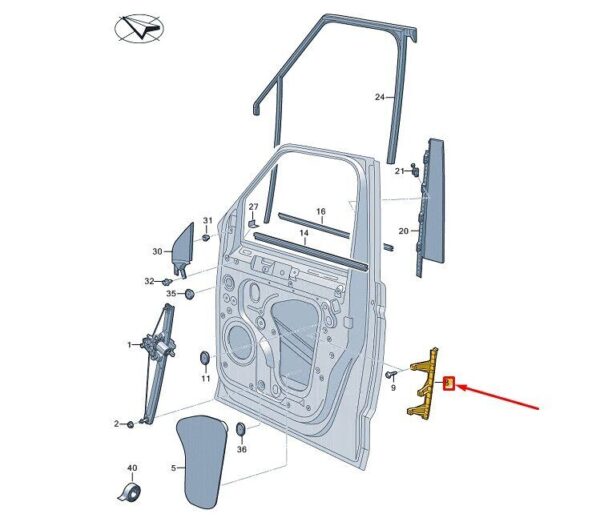 7T0837417B - VW MULTIVAN T7 ST FRONT LEFT DOOR GUIDE RAIL 7T0837417B NEW GENUINE
