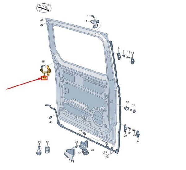 7T0843304P - VW MULTIVAN T7 ST Roller Guide for Sliding Door Right 7T0843304P NEW GENUINE