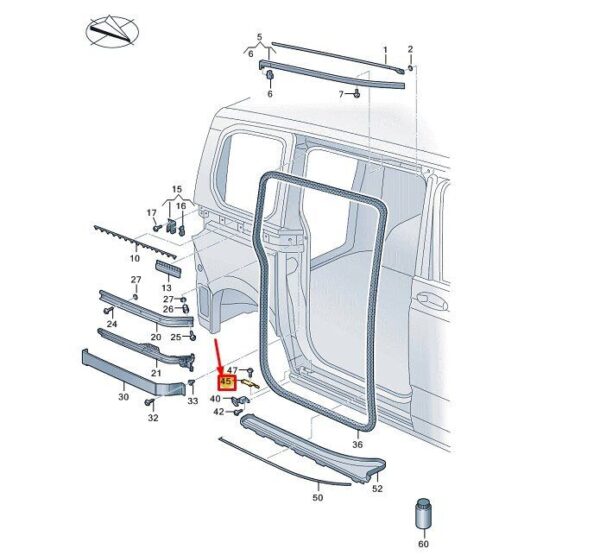 7T0843648B - VW MULTIVAN T7 ST Right Sliding Door Striker Plate 7T0843648B NEW GENUINE