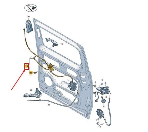 7T0843654D - VW MULTIVAN T7 ST Right Sliding Door Remote Control Lock 7T0843654D NEW GENUINE