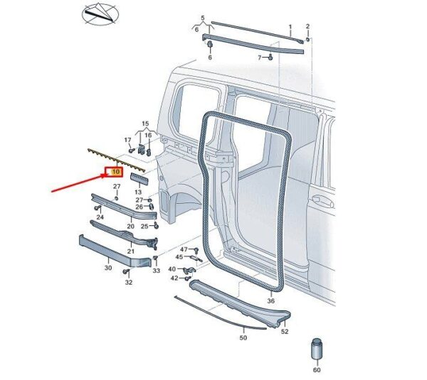 7T0843757H - VW MULTIVAN T7 ST LEFT GUIDE RAIL ADAPTER COVER 7T0843757H NEW GENUINE