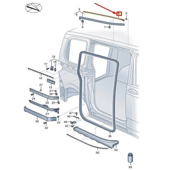 7T0843790A9B9 - VW MULTIVAN T7 ST Right Upper Sliding Door Seal 7T0843790A9B9 NEW GENUINE