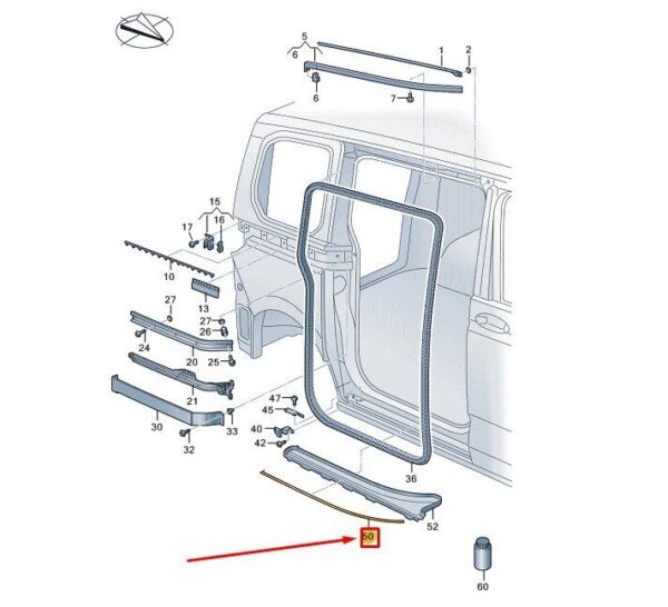7T0843865B - VW MULTIVAN T7 ST Left Sliding Door Runner 7T0843865B NEW GENUINE