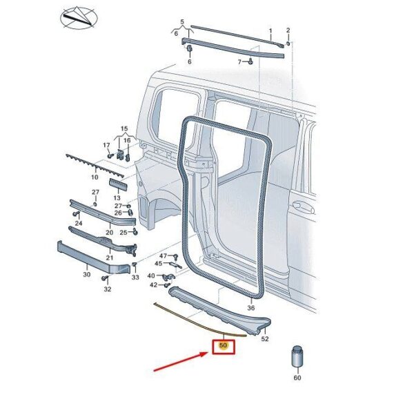 7T0843866B - VW MULTIVAN T7 ST RIGHT SLIDING DOOR RAIL 7T0843866B NEW GENUINE