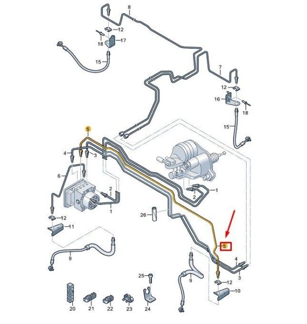 7T1614727B - VW MULTIVAN T7 ST LEFT BRAKE LINE 7T1614727B NEW GENUINE