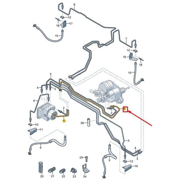 7T1614741B - VW MULTIVAN T7 ST BRAKE LINE 7T1614741B NEW GENUINE