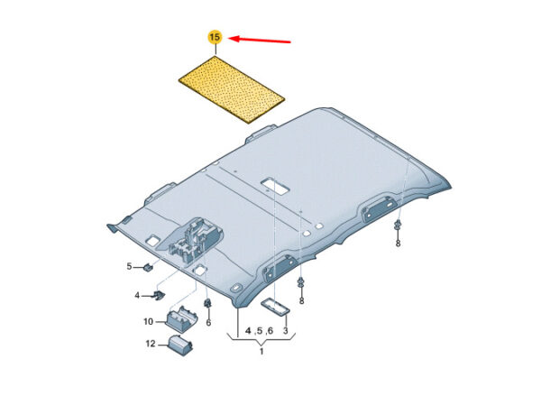 7X0867805 - NEW VOLKSWAGEN AMAROK 2H ROOF NOISE INSULATION 7X0867805 ORIGINAL