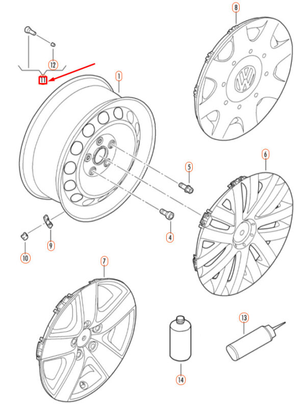 839601361 - NEW VOLKSWAGEN GOLF 5K MK6 BIKE TIRE VALVE STEM RUBBER VALVE 839601361 ORIGINAL