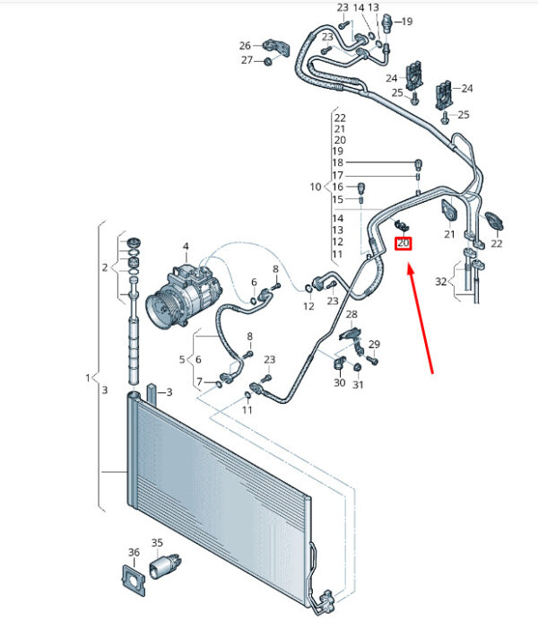 8E0260759AD - VW TOUAREG 7P MK2 refrigerant line mount 8E0260759AD NEW original