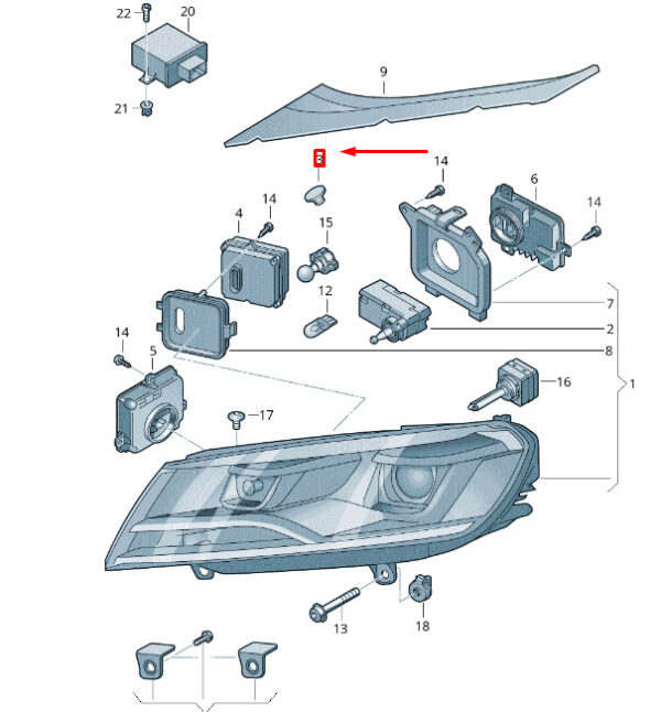 8E0941041 - VW TOUAREG 7P MK2 HEADLIGHTS - HEADLIGHTS - CONTROL COVER CAP 8E0941041