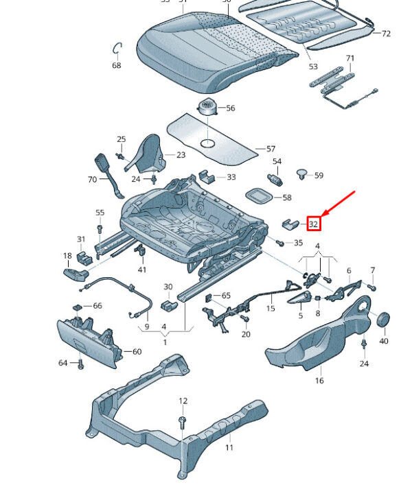 8P0881349C9B9 - NEW VW TOUAREG 7P MK2 FRONT LEFT SEAT GUIDE RAIL COVER 8P0881349C9B9 ORIGINAL