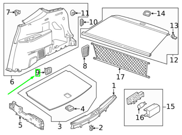 8V0863503CUAZ - NEW VW PASSAT B8 3G LUGGAGE COMPARTMENT BEND HOOK 8V0863503CUAZ ORIGINAL