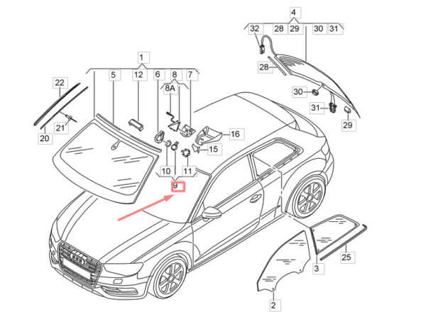 8V0907613 - NEW VOLKSWAGEN PASSAT B8 3G WINDSCREEN RAIN SENSOR COVER 8V0907613