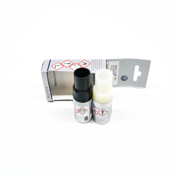 LST0M2B9Z - NEW VW AUDI WHITE SILVER METALLIC TOUCH UP PAINT SET LST0M2B9Z ORIGINAL