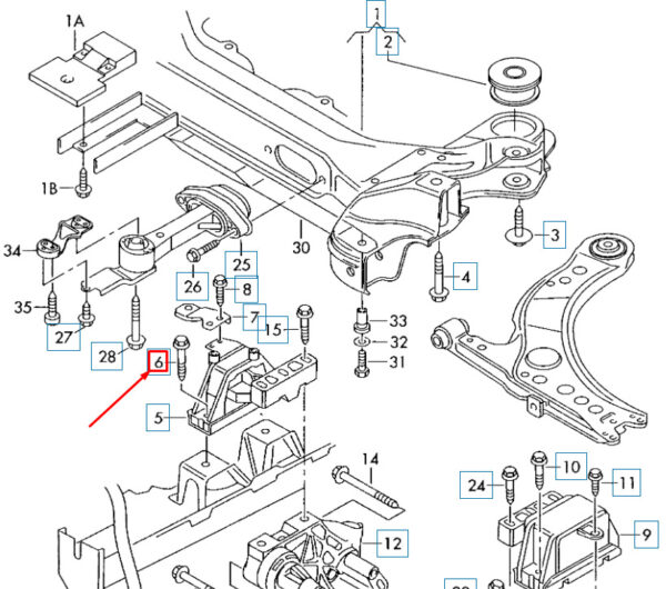 N90596906 - Volkswagen Golf 5G MK7 engine suspension hex screw N90596906 NEW ORIGINAL