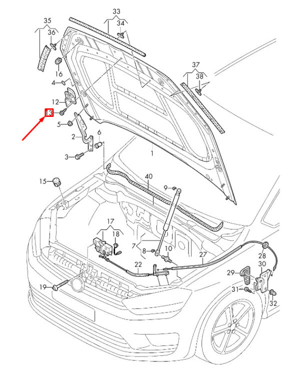 N90820401 - New VW GOLF SPORTSVAN MK7 Front Bonnet Lock Bolt N90820401 Genuine