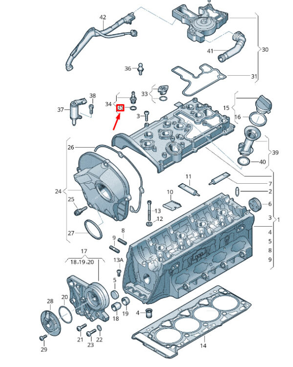 N90987102 - VW TRANSPORTER VI T6 Cylinder Head Bungs O-Ring N90987102 NEW GENUINE