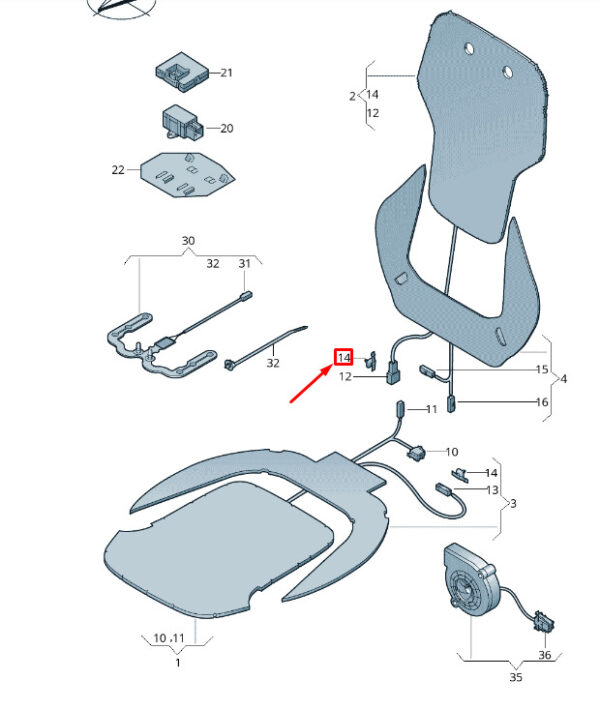 WHT004916 - VW Touareg 7P front seat flat plug housing mount WHT004916 NEW ORIGINAL