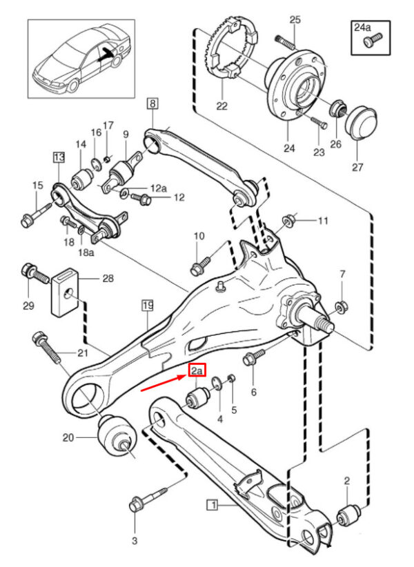 30620970 - Volvo V40 MK1 rear lower handlebar socket 30620970 NEW ORIGINAL