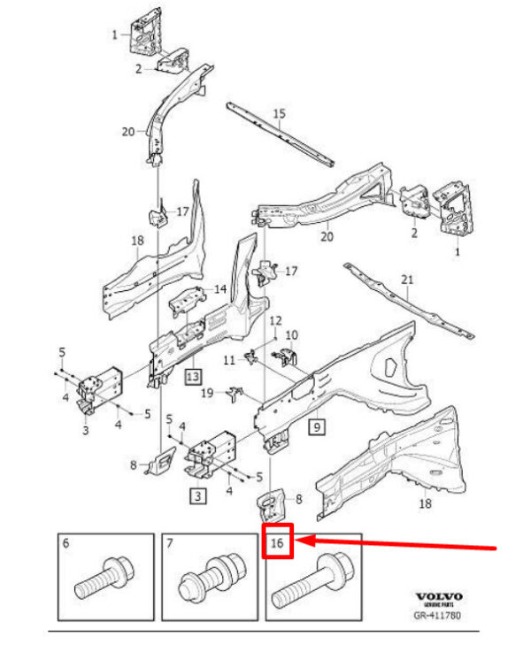 30622564 - VOLVO S60 MK3 FRONT SEMS BOLT 30622564 NEW GENUINE