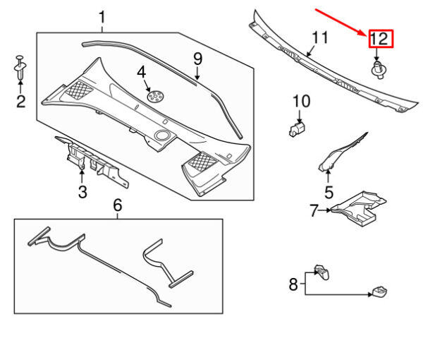 30624612 - Volvo S60 MK2 Windshield Deshealing Grid Clip 30624612 NEW REAL