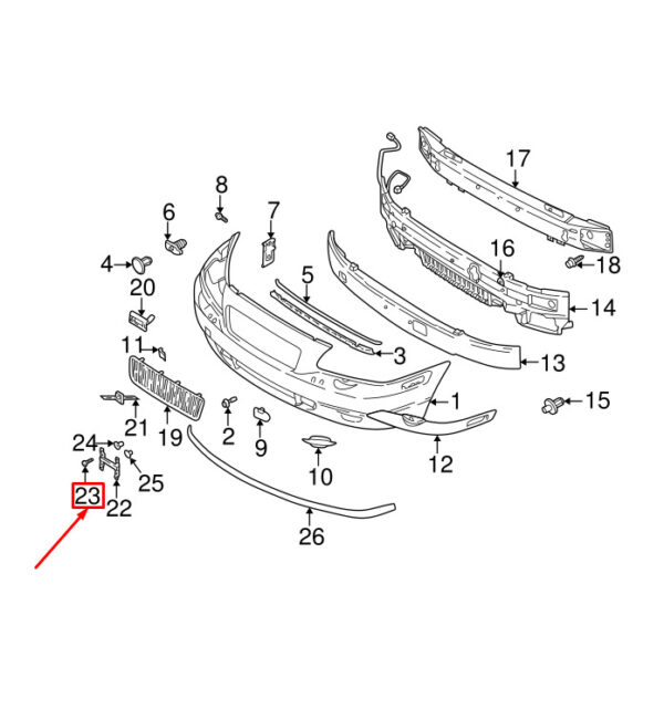 30632653 - Volvo XC90 MK1 License Plate Vise Set for Front Bumper 30632653 NEW REAL