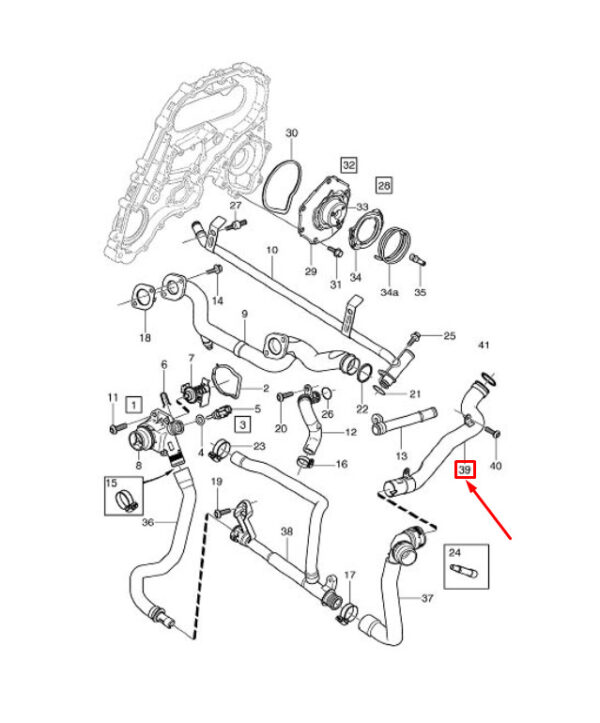 30650738 - Volvo XC70 P24 Engine Coolant Inlet Pipe 30650738 NEW GENUINE