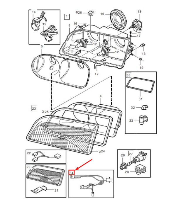 30652028 - Volvo V40 MK1 Headlight Service Kit 30652028 NEW GENUINE