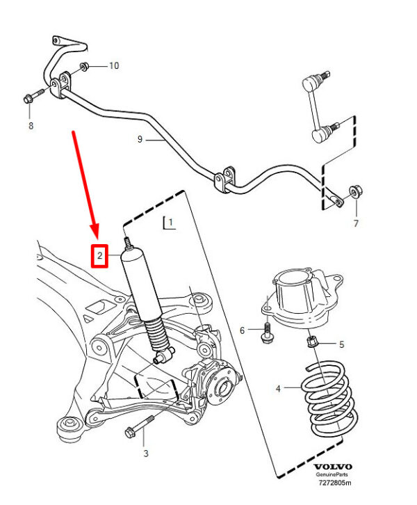 30681745 - Volvo V70 MK2 rear right shock absorber 30681745 NEW REAL