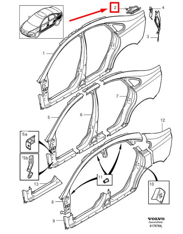 30699886 - VOLVO S40 MK2 LEFT DRIP CHANNEL 30699886 NEW GENUINE