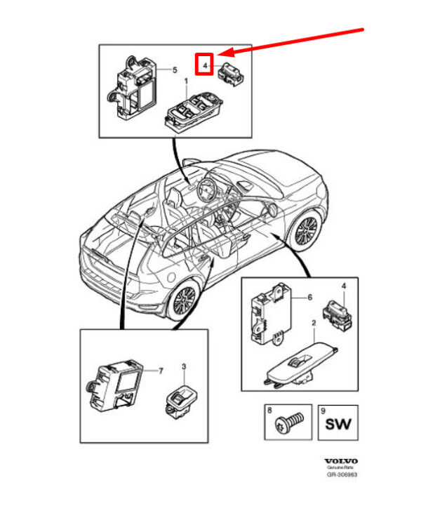 30710476 - VOLVO S80 MK2 CENTRAL LOCKING SWITCH 30710476 NEW GENUINE