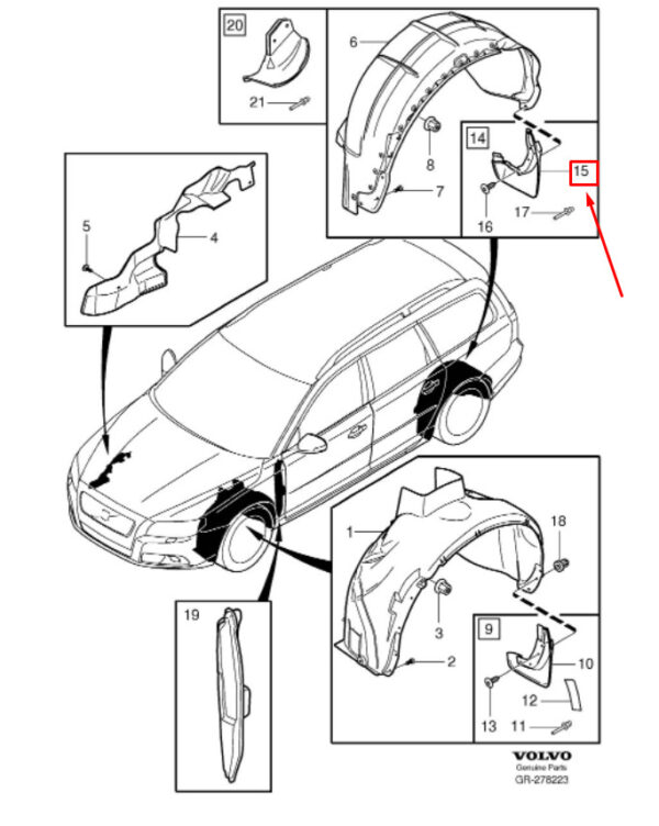 30744144 - Volvo V70 III BW MK3 rear right fender 30744144 NEW ORIGINAL