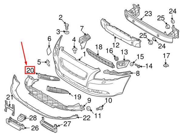 30744919 - VOLVO S40 MK2 FRONT LEFT FOG LIGHT COVER TRIM PANEL 30744919 NEW GENUINE