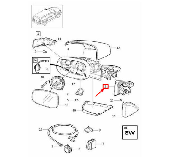 30745085 - Volvo S60 MK1 Front Right Door Mirror Gasket 30745085 NEW GENUINE