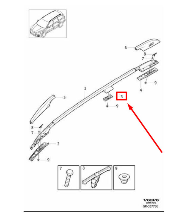 30753542 - VOLVO XC70 MK2 LEFT SIDE RAIL GASKET 30753542 NEW GENUINE