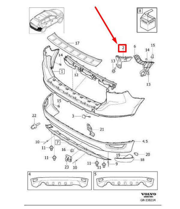 30763440 - VOLVO XC60 MK1 REAR RIGHT BUMPER BRACKET 30763440 NEW GENUINE